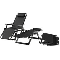 Espreguiçadeira Gravidade Zero Dobrável 7 Posições Reclinável Preta Conforto e Relaxamento para Praia, Piscina e Jardim