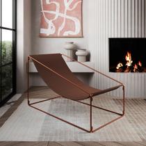 Espreguiçadeira Industrial Arpoador Suede Cobre e Marrom