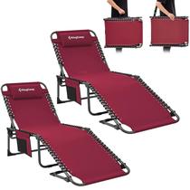 Espreguiçadeira KingCamp Outdoor Dobrável de 5 Posições Wine