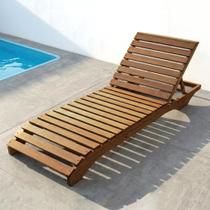 Espreguiçadeira para Jardim em Madeira Maciça Chaise Long Marrom