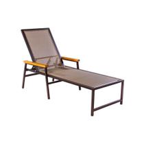 Espreguiçadeira para piscina de tela sling estrutura em alumínio encosto reclinável