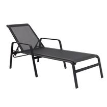 Espreguiçadeira Para Piscina Reforçada Aluminio Tela Sling Preto
