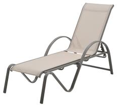 Espreguicadeira Parati em Tela Bege Estrutura Amendoa - 53841