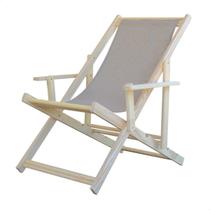 Espreguiçadeira Preguiçosa Adulto Dobrável Madeira Maciça Natural Com Tecido