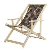 Espreguiçadeira Preguiçosa Adulto Dobrável Madeira Maciça Natural Com Tecido