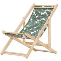 Espreguiçadeira Preguiçosa Dobrável Madeira Maciça Natural Sem Braço Com Tecido Cor Folhas Verdes Espreguiçadeira Preguiçosa Dobrável Madeira Maciça Natural Sem Braço Com Tecido Cor Folhas Verdes