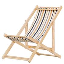 Espreguiçadeira Preguiçosa Dobrável Madeira Maciça Natural Sem Braço Tecido Cor Listrado Marrom