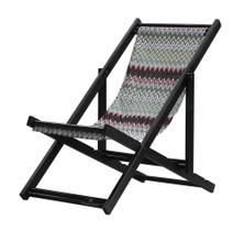 Espreguiçadeira Preguiçosa Dobrável sem Braço Black em Madeira Maciça com Tecido Chevron Vermelho Espreguiçadeira Preguiçosa Dobrável sem Braço Black em Madeira Maciça com Tecido Chevron Vermelho