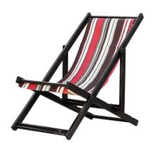 Espreguiçadeira Preguiçosa Dobrável sem Braço Black em Madeira Maciça com Tecido Listrado Vermelho / Marrom Espreguiçadeira Preguiçosa Dobrável sem Braço Black em Madeira Maciça com Tecido Listrado Vermelho / Marrom