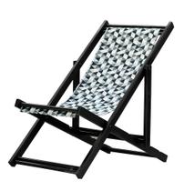 Espreguiçadeira Preguiçosa Dobrável sem Braço Black em Madeira Maciça com Tecido Triângulo Preto Espreguiçadeira Preguiçosa Dobrável sem Braço Black em Madeira Maciça com Tecido Triângulo Preto