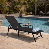 Espreguiçadeira Premium para Piscina Preta em tela Sling RM Decor
