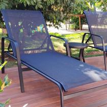 Espreguiçadeira Sling Premium para Piscina de Alumínio Encosto Regulável