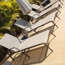 Espreguiçadeira Sling Premium para Piscina de Alumínio Encosto Regulável