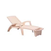 Espreguiçadeira Sole Reclinável Bege Em Polipropileno Com Proteção Uv Pisani