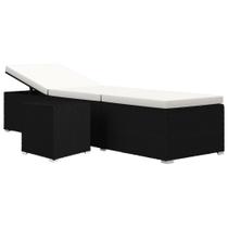 Espreguiçadeira vidaXL Cream White Poly Rattan com almofada Espreguiçadeira vidaXL Cream White Poly Rattan com almofada