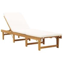 Espreguiçadeira vidaXL em madeira maciça de acácia dobrável com almofada