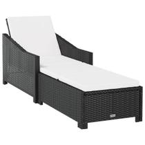Espreguiçadeira vidaXL Outdoor Patio Black Poly Rattan com almofada