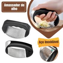 Espremedor Amassador De Alho Manual Inox Utensílio Cozinha Cor Preto para alimentos Espremedor Amassador De Alho Manual Inox Utensílio Cozinha Cor Preto para alimentos