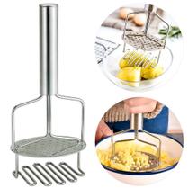 Espremedor Amassador Duplo de Batatas em Aço Inox Prensador Manual de Legumes e Verduras Espremedor Amassador Duplo de Batatas em Aço Inox Prensador Manual de Legumes e Verduras