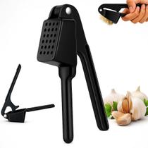 Espremedor De Alho Yab Alumínio Preto Premium Triturador Amassador Resistente Para Cozinha