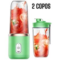 Espremedor Elétrico Mini Liquidificador Portátil Suco Alimento Misturador Smoothie 6 Lâminas POPYO CORES:2 COPOS VERDE