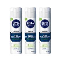Espuma De Barbear Nivea 200Ml Sensitive - Kit C/3Un