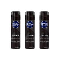 Espuma De Barbear Nivea Deep Black 200Ml - Kit Com 3Un