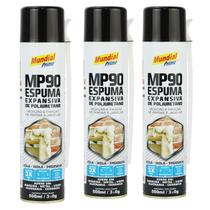 Espuma de Poliuretano 500ml 320g Mundial Prime Kit 3 Peças Expansiva para Vedação Espuma de Poliuretano 500ml 320g Mundial Prime Kit 3 Peças Expansiva para Vedação