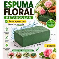 Espuma Floral Retangular Para Arranjos Flores Naturais e Artificiais 22,8cm