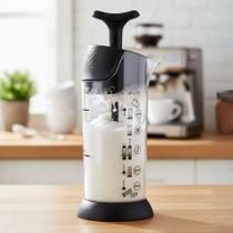 Espumador de Leite Manual Pressca Preto 200ml Espuma para Cappuccino e Latte