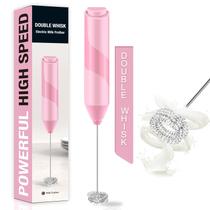 Espumador de leite PACAHO com batedor duplo, rosa, a pilha Espumador de leite PACAHO com batedor duplo, rosa, a pilha