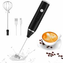 Espumador Leite Silencioso USB Recarregável Mixer 2 em 1 p/ Cozinha Velocidades Batedor Ovos Leite