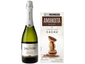Espumante Branco Doce Salton Moscatel - 750ml + Wafer Recheado Chocolate Amandita 200g