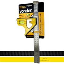 Esquadro 12" combinado vonder aço inox 300mm nível riscador