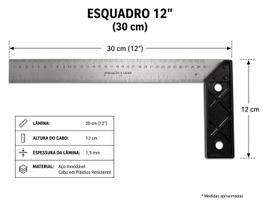 Esquadro Aço Inox Profissional 8 10 12 Polegadas Régua 90 Marcenaria Construção Alta Precisão Medida:12" Esquadro Aço Inox Profissional 8 10 12 Polegadas Régua 90 Marcenaria Construção Alta Precisão Medida:12"