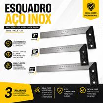 Esquadro Aço Inox Profissional 8 10 12 Polegadas Régua 90 Marcenaria Construção Alta Precisão Medida:14 Esquadro Aço Inox Profissional 8 10 12 Polegadas Régua 90 Marcenaria Construção Alta Precisão Medida:14