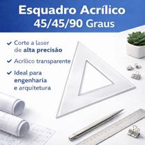 Esquadro Acrílico Profissional 45/45/90 Desenho Técnico 26cm