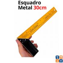Esquadro Cabo Metal 30cm Profissional Resistente 12" Ferro