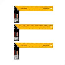 Esquadro Cabo Metal E Régua Aço 12 polegadas 03 Unidades