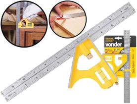 Esquadro Combinado 12 Polegadas Com Régua Deslizante Inoxidável Nível Riscador Ângulos De 45 E 90 Vonder Esquadro Combinado 12 Polegadas Com Régua Deslizante Inoxidável Nível Riscador Ângulos De 45 E 90 Vonder
