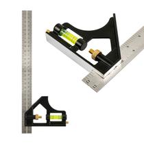 Esquadro Combinado Ajustável Régua Aço Inox 12'' 300 Mm