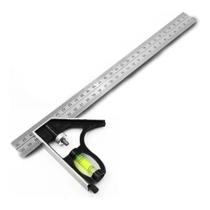 Esquadro Combinado Inox 12 Polegadas 30Cm C/ Regua E Nivel