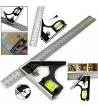 Esquadro Combinado Inox Com Nivel Regua 300Mm 12 Polegadas Esquadro Combinado Inox Com Nivel Regua 300Mm 12 Polegadas