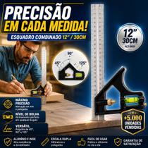 Esquadro De Precisão Combinado EDA 12'' Marcenaria Construção Ferramenta Profissional