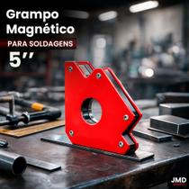 Esquadro Magnético 34kg 5" Para Solda e Corte com Ângulos 45 90 135 Fixação Forte