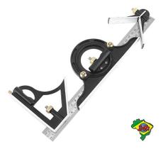 Esquadro Nível E Transferidor Combinado 3 Em 1 Inox 300mm