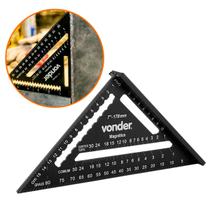 Esquadro Speed Triangular Vonder Multiuso em Alumínio 7pol 178 mm Base Magnética Nivel Ângulo p/ Serralheria Carpintaria