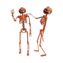 Esqueleto De Halloween Em Tamanho Real Com Cabeça De Abóbora, Decoração De Festa Com Crânio Humano Esqueleto De Halloween Em Tamanho Real Com Cabeça De Abóbora, Decoração De Festa Com Crânio Humano