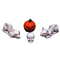 Esqueleto de resina para decoração de jardim de Halloween para cães, caveiras e gatos