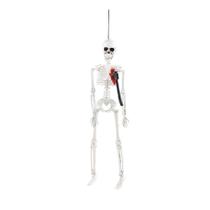 Esqueleto decor p/pendurar c/faca no coracao 40cm halloween